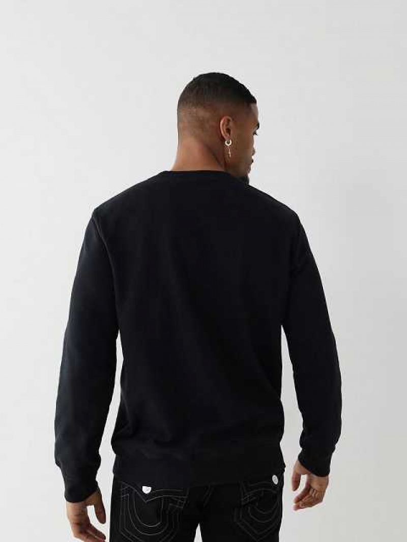 Sudadera True Religion Atléticos Crewneck Hombre Negras | Colombia-FESZCMU90