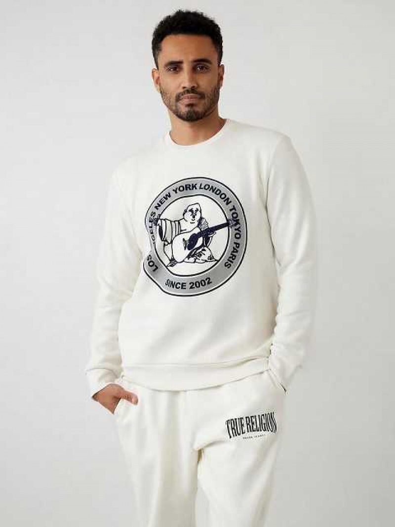 Sudadera True Religion City Buddha Logo Hombre Blancas | Colombia-KZOLUNT06