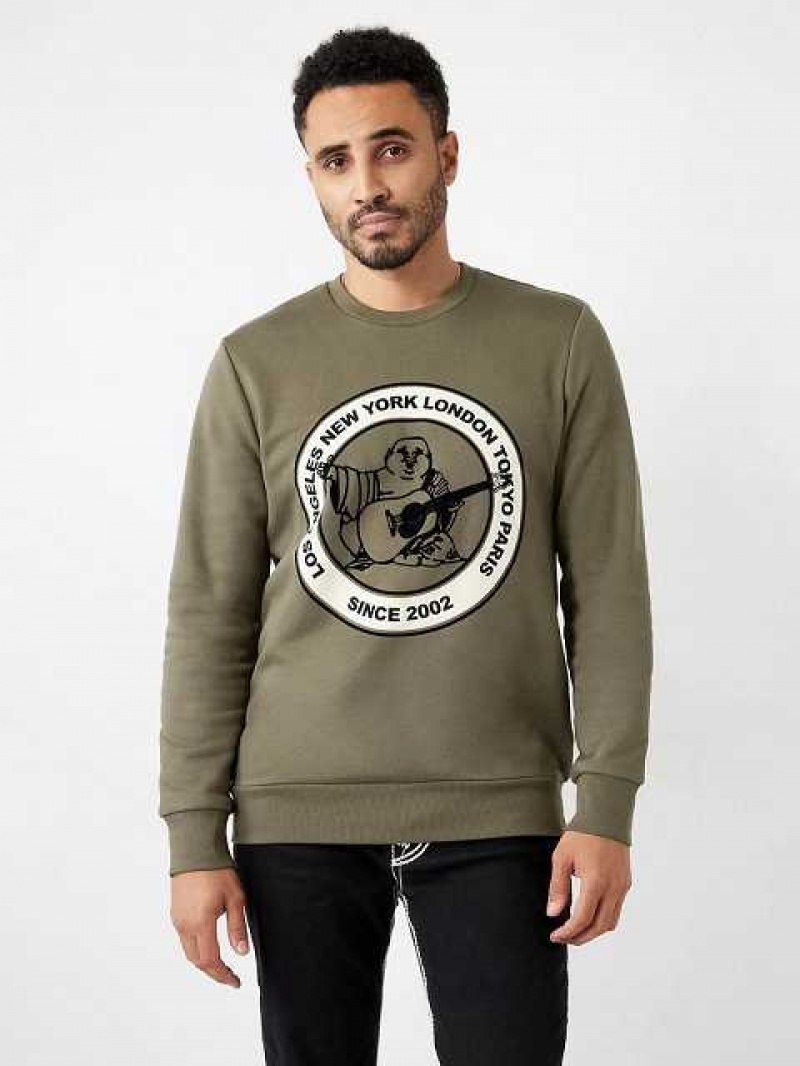 Sudadera True Religion City Buddha Logo Hombre Verde Oliva | Colombia-JXQEMIA27