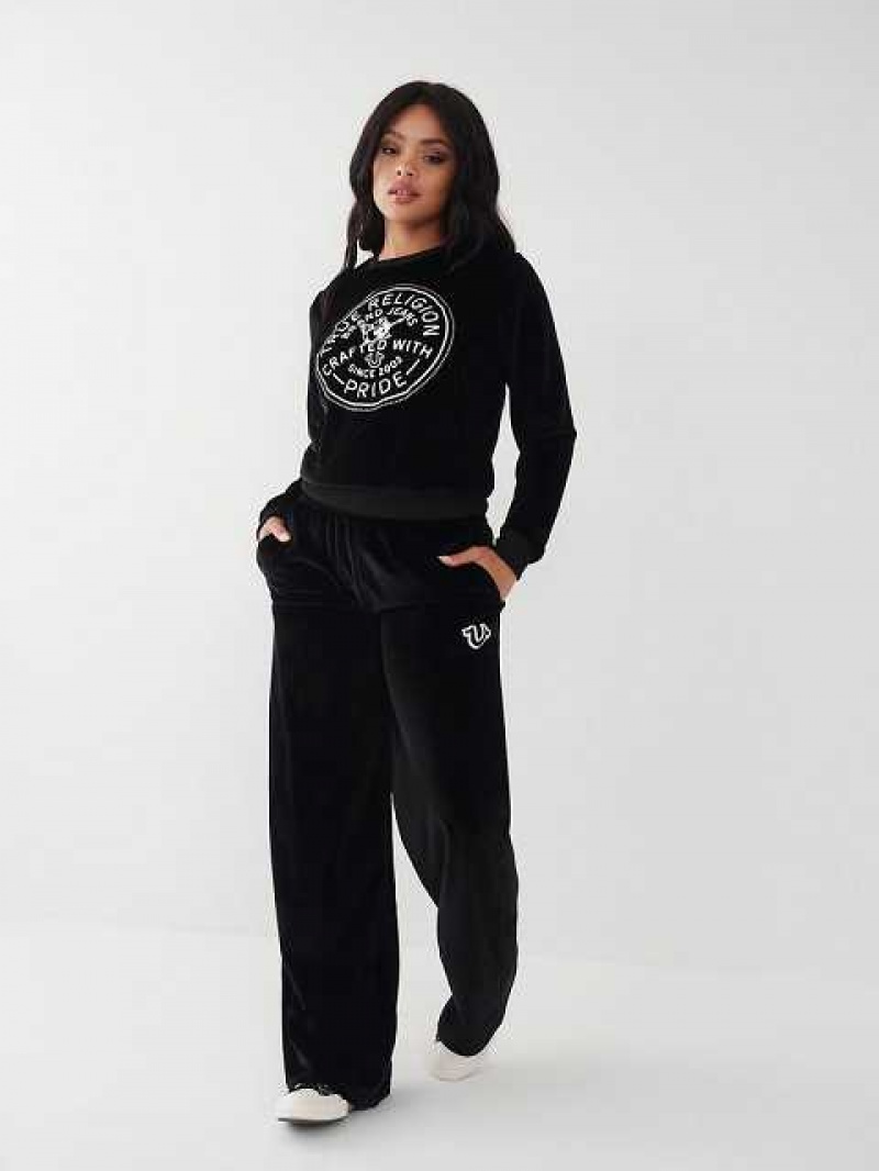 Sudadera True Religion Velour Crystal Mujer Negras | Colombia-HTOCURS12