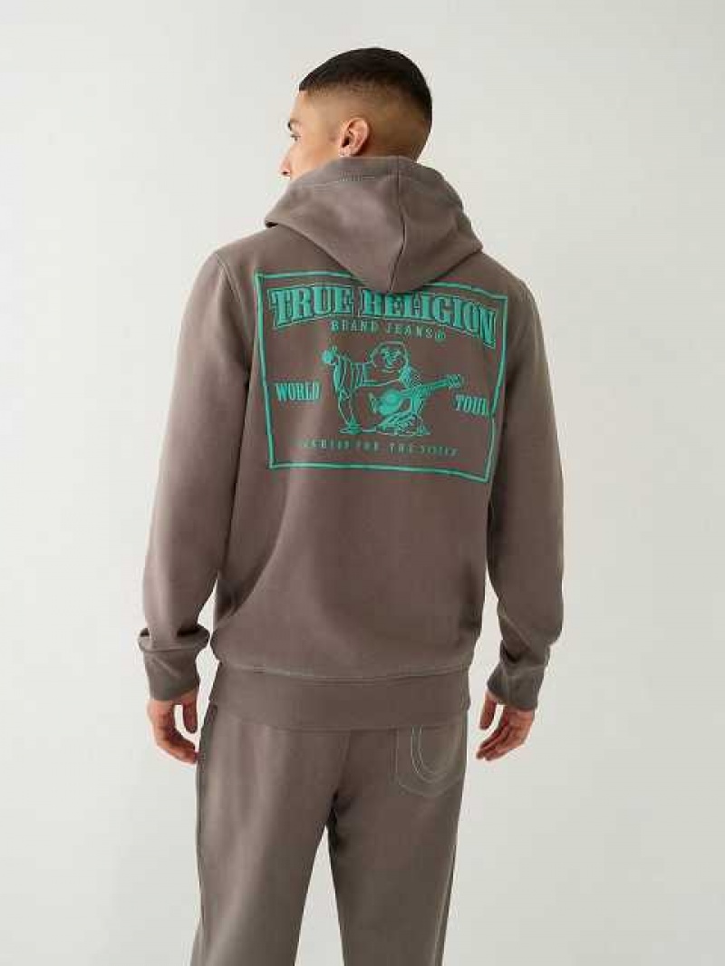 Sudadera con Capucha True Religion Big T Zip Hombre Gris | Colombia-HGRSFQM70