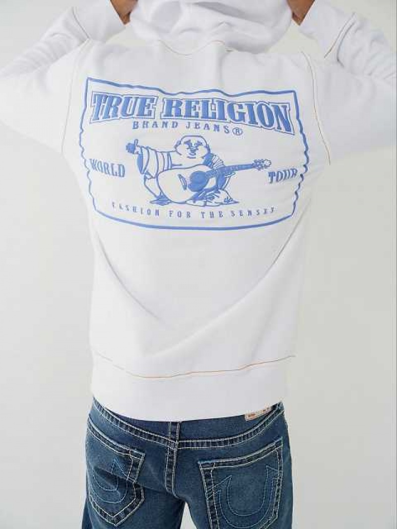 Sudadera con Capucha True Religion Big T Zip Hombre Blancas | Colombia-VSZNTRB82