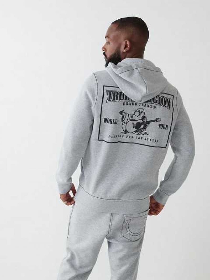 Sudadera con Capucha True Religion Big T Zip Hombre Gris Negras | Colombia-UBCLZAV49