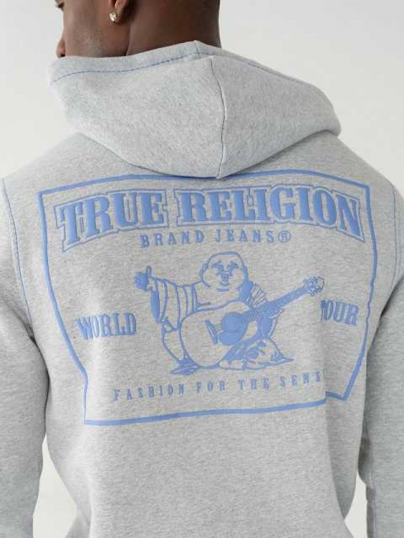 Sudadera con Capucha True Religion Big T Zip Hombre Gris Azules | Colombia-VQZHENP63