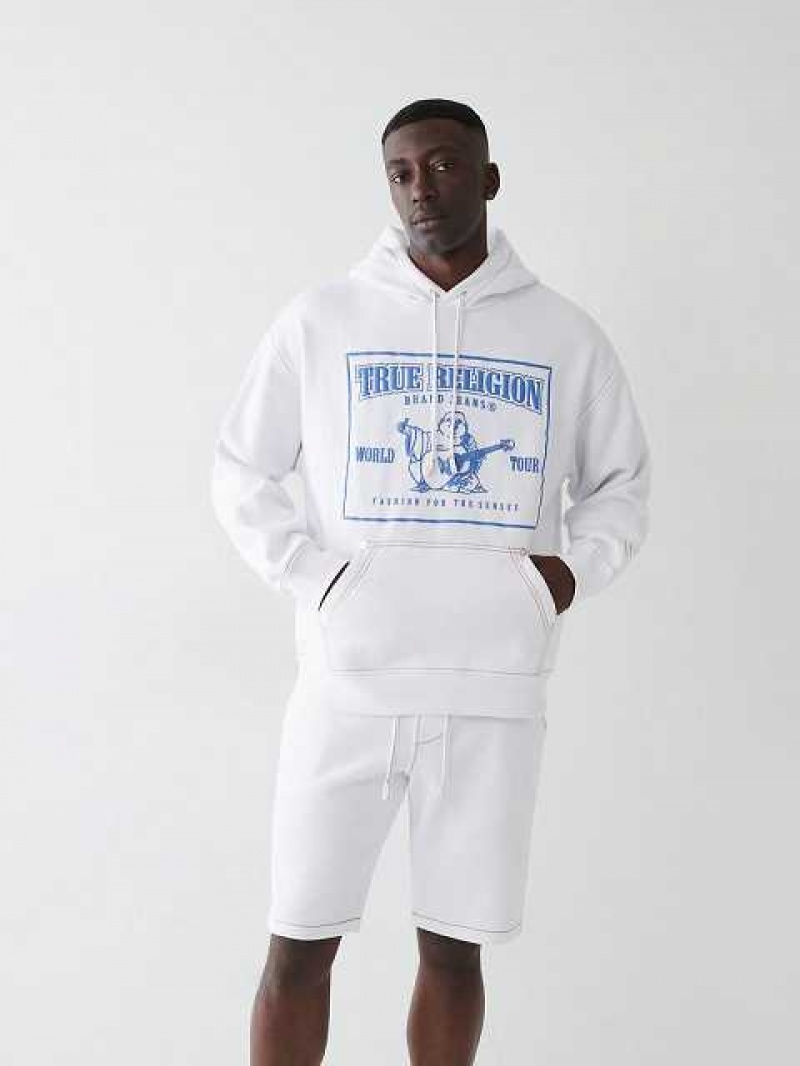 Sudadera con Capucha True Religion Big T Logo Relaxed Hombre Blancas | Colombia-REGMKWZ03