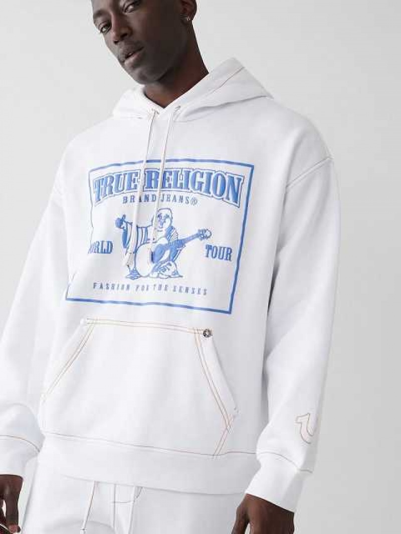 Sudadera con Capucha True Religion Big T Logo Relaxed Hombre Blancas | Colombia-REGMKWZ03