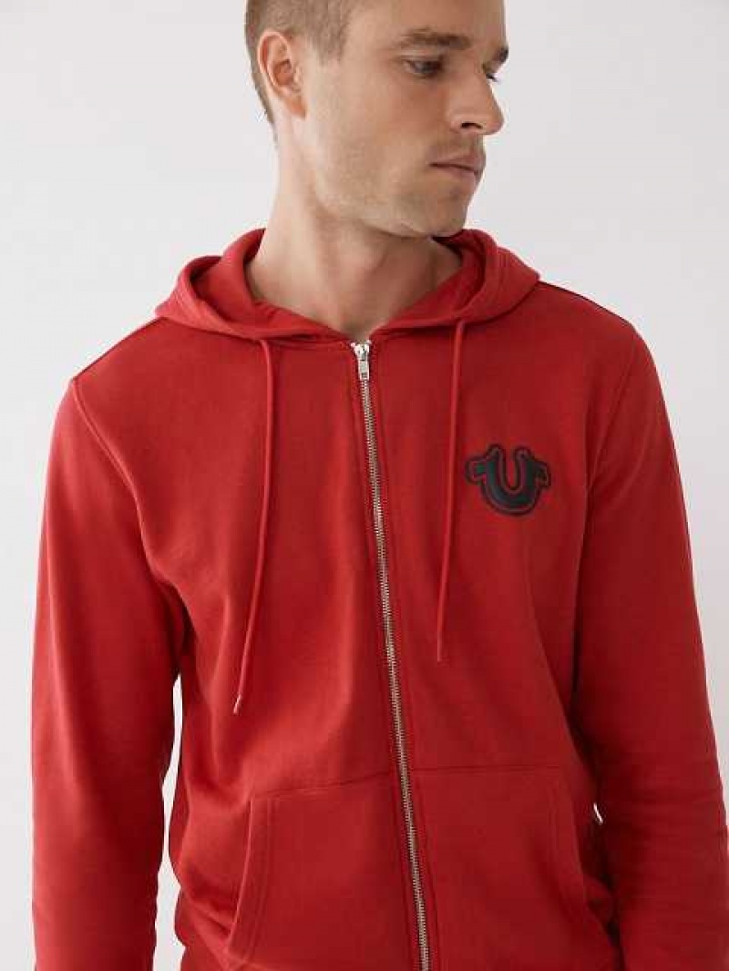 Sudadera con Capucha True Religion Buddha Logo Zip Hombre Rojas | Colombia-MIFVOKN75