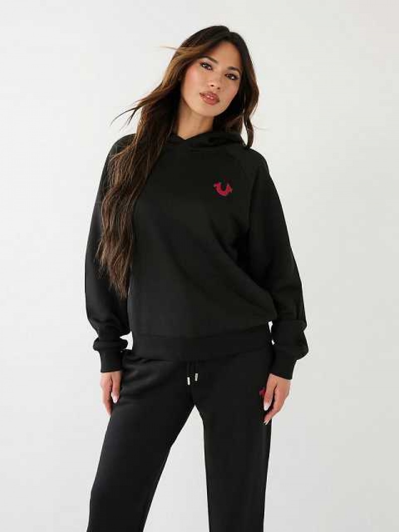 Sudadera con Capucha True Religion Buddha Relaxed Mujer Negras | Colombia-JLRTKBP56