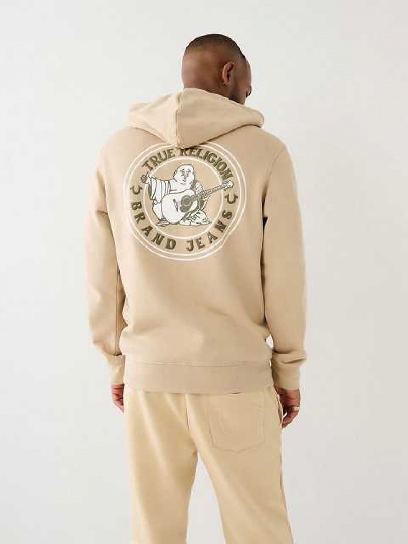 Sudadera con Capucha True Religion Buddha Logo Seal Zip Hombre Beige | Colombia-OUMDVXC47