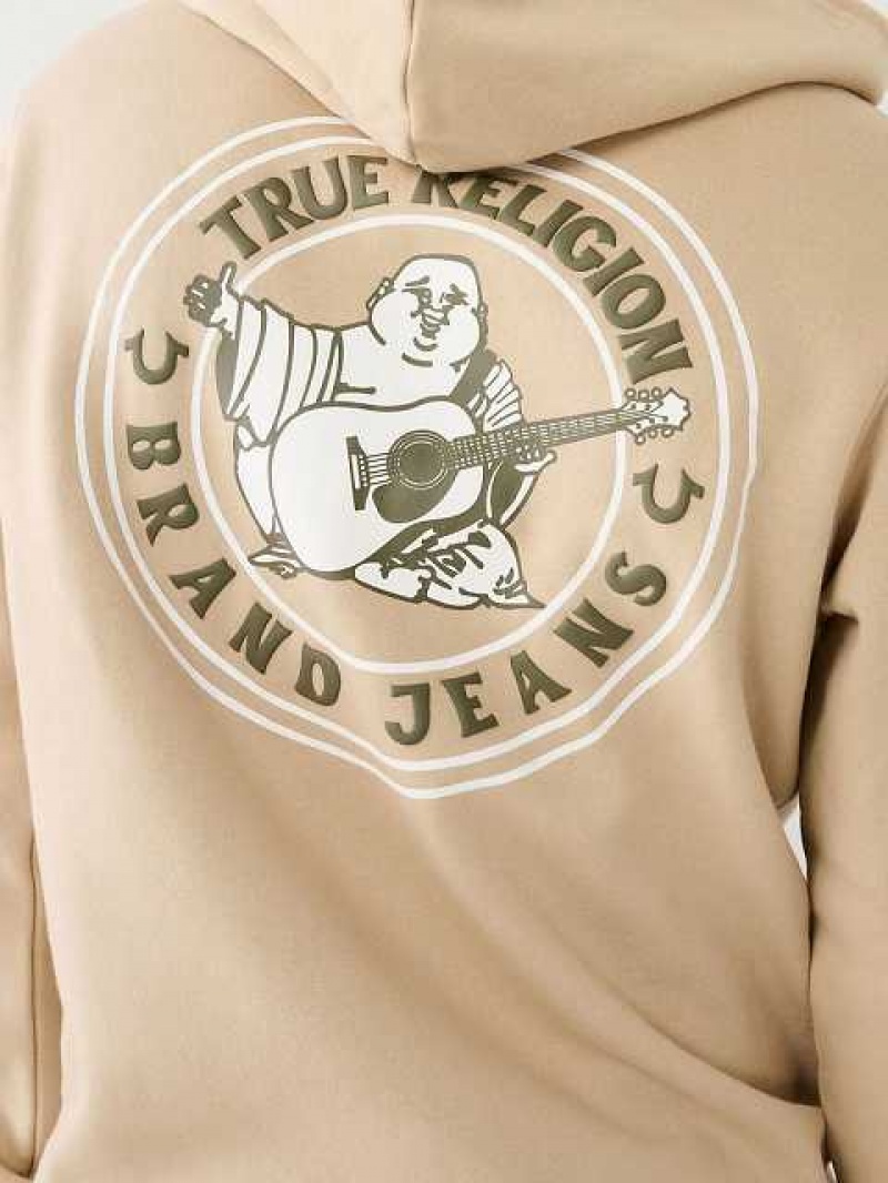 Sudadera con Capucha True Religion Buddha Logo Seal Zip Hombre Beige | Colombia-OUMDVXC47