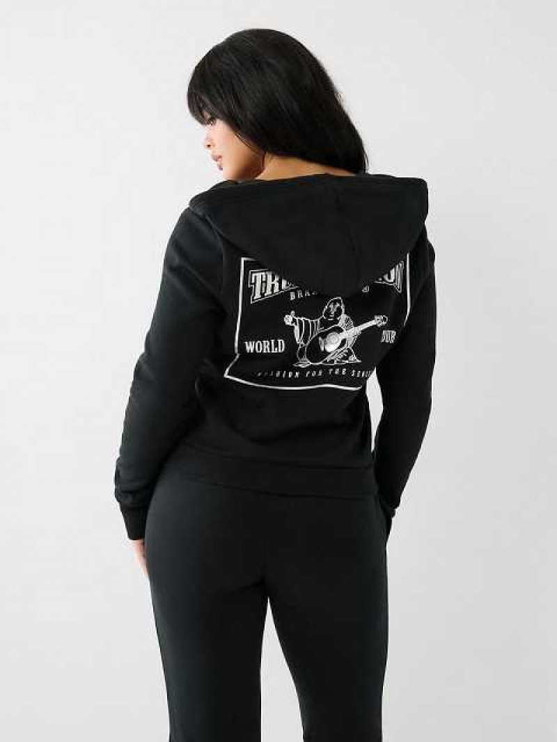 Sudadera con Capucha True Religion Buddha Zip Mujer Negras | Colombia-NPLXCHJ87