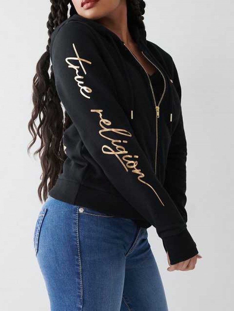 Sudadera con Capucha True Religion Buddha Zip Mujer Negras | Colombia-ACEUOMR63