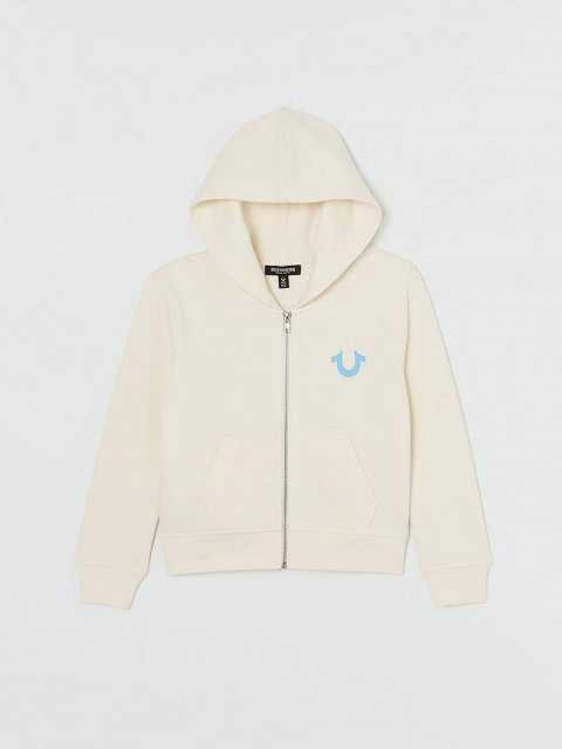 Sudadera con Capucha True Religion Crystal Logo Zip Niños Blancas | Colombia-UHODBXS46