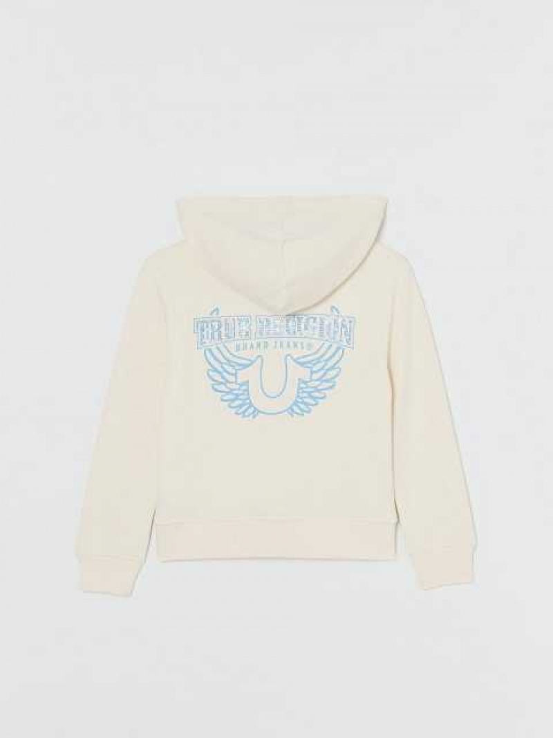 Sudadera con Capucha True Religion Crystal Logo Zip Niños Blancas | Colombia-UHODBXS46