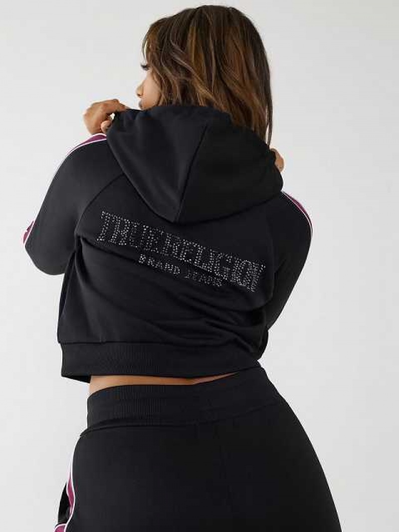 Sudadera con Capucha True Religion Crystal Zip Mujer Negras | Colombia-QNBWLRY70