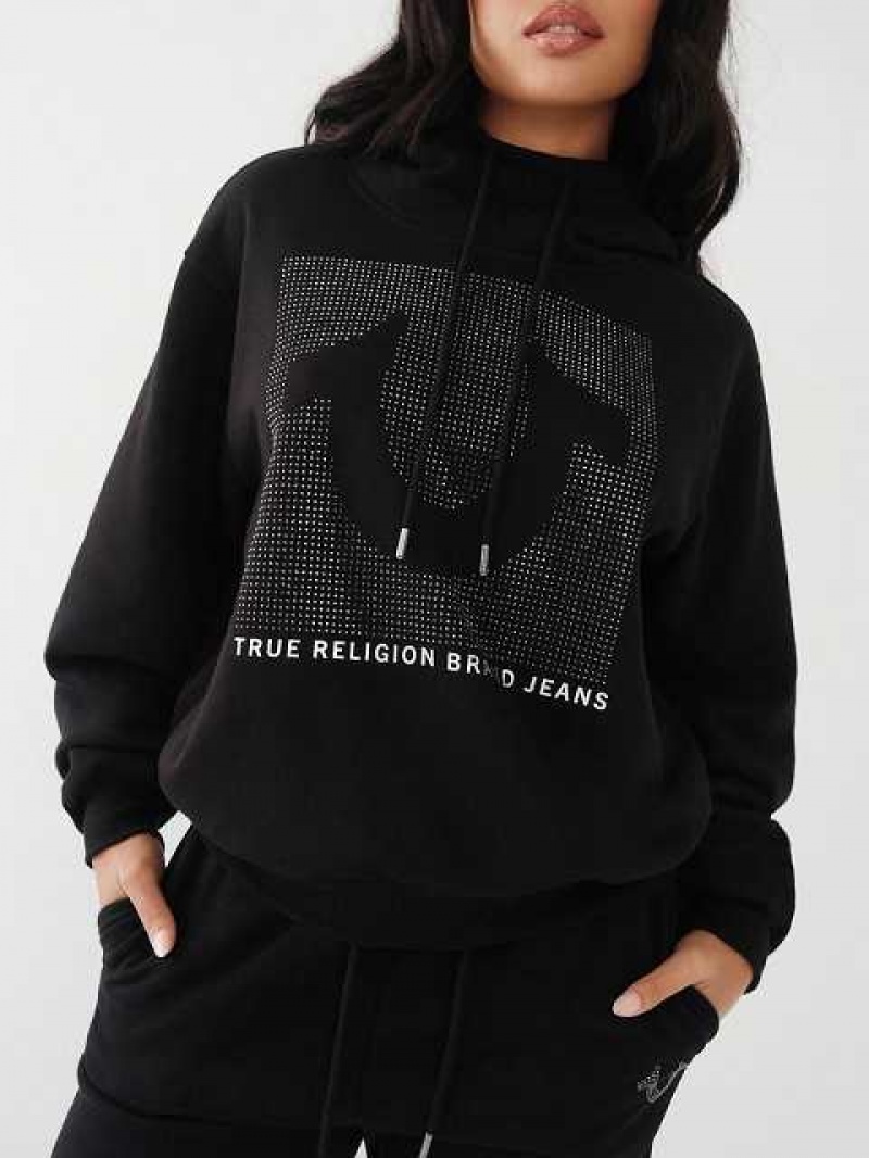 Sudadera con Capucha True Religion Crystal Relaxed Mujer Negras | Colombia-OUYQLWP38