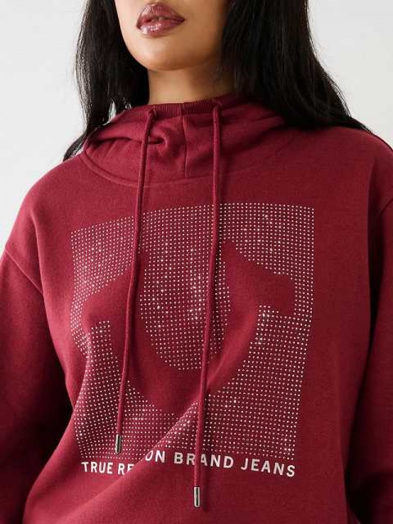 Sudadera con Capucha True Religion Crystal Relaxed Mujer Fucsia | Colombia-UFPXAWE17