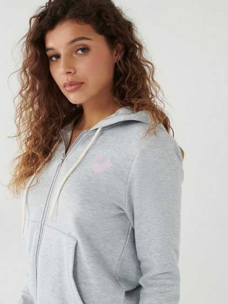 Sudadera con Capucha True Religion Crystal Zip Mujer Gris | Colombia-UPKCZVG58