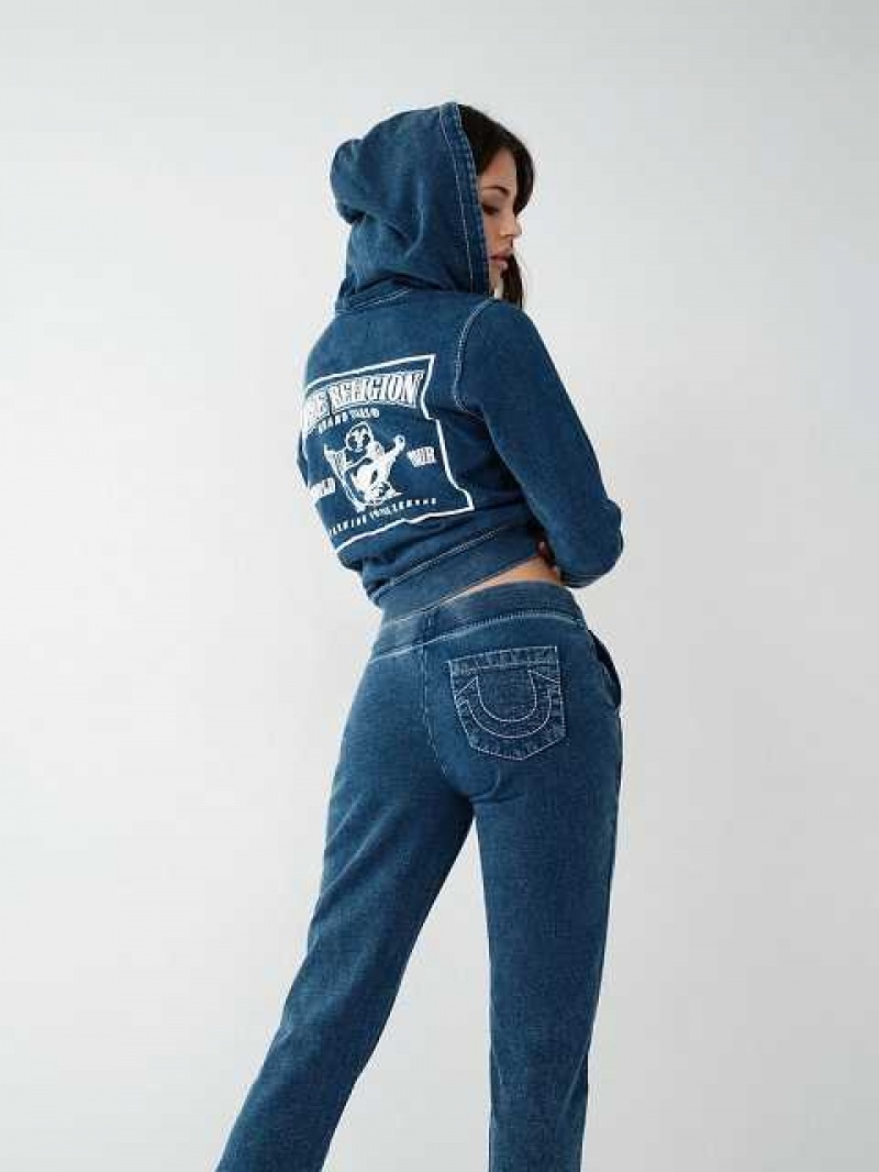 Sudadera con Capucha True Religion Indigo Big T Zip Mujer Azules | Colombia-BMDKHFI01