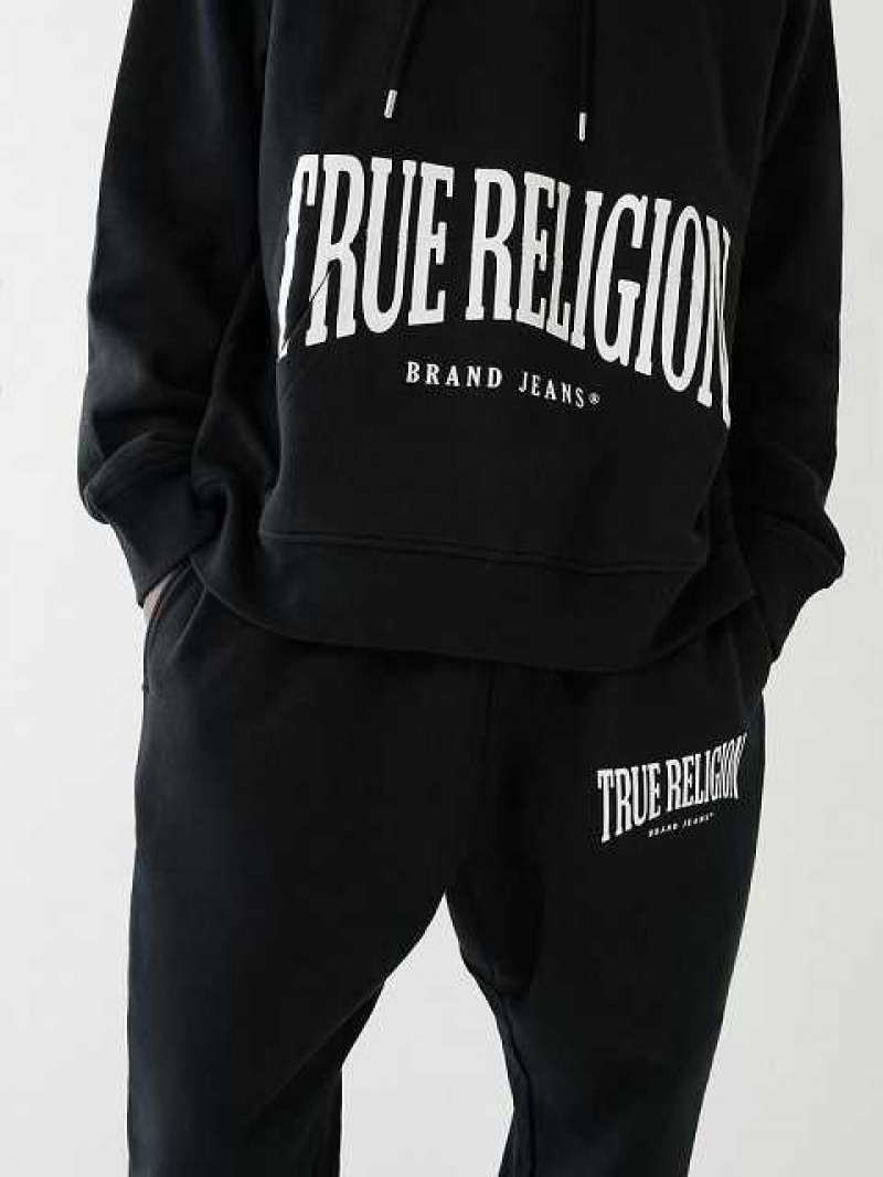 Sudadera con Capucha True Religion Logo Relaxed Hombre Negras | Colombia-ANOMGXW20