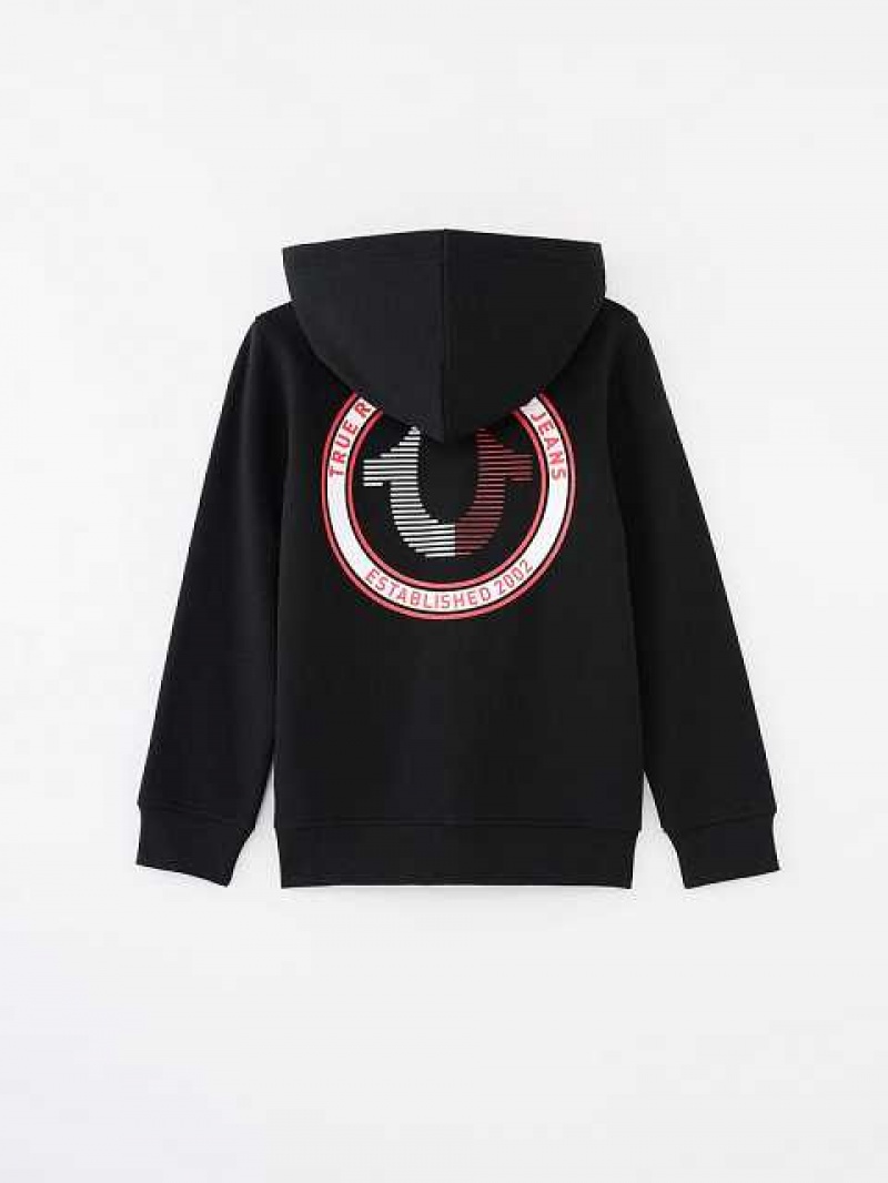 Sudadera con Capucha True Religion Logo Zip Niños Negras | Colombia-NIRZHBS81