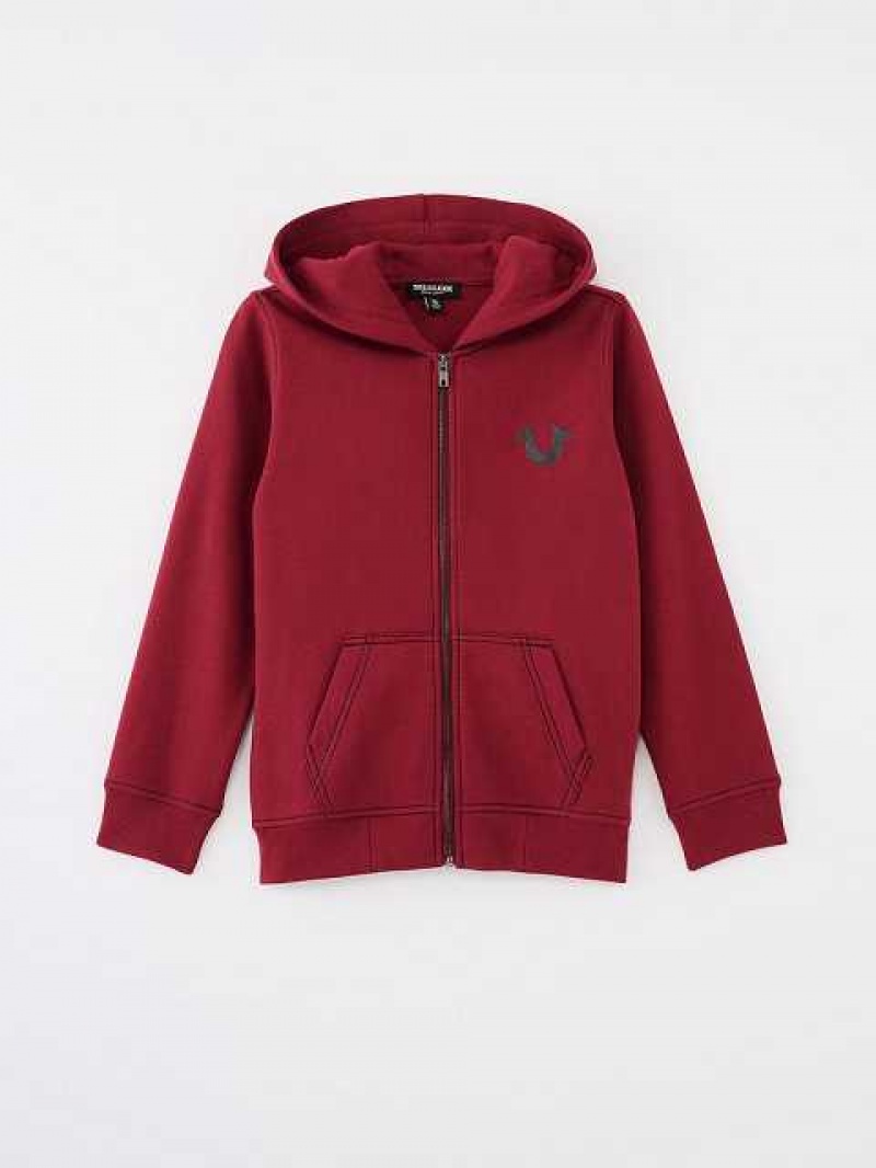 Sudadera con Capucha True Religion Logo Zip Niños Fucsia | Colombia-XGYAWLN25