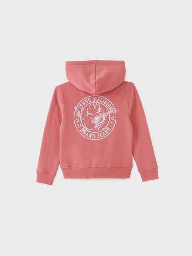 Sudadera con Capucha True Religion Logo Zip Niños Rosas | Colombia-SWREKLA75