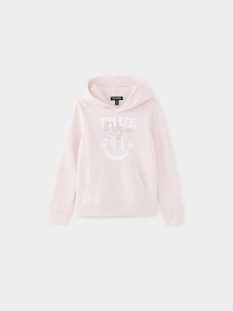 Sudadera con Capucha True Religion Logo Niños Rosas | Colombia-UWNSBOL51