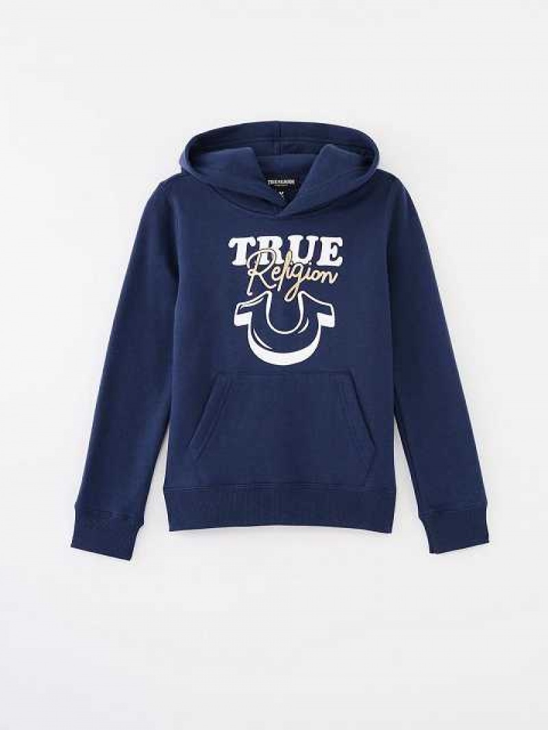 Sudadera con Capucha True Religion Logo Niños Azul Marino Azules | Colombia-GTVCDZX59