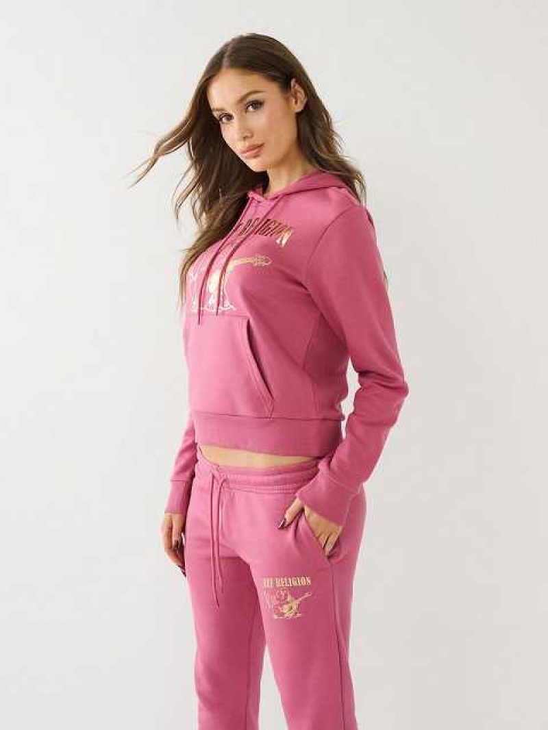 Sudadera con Capucha True Religion Metallic Buddha Logo Fleece Mujer Moradas | Colombia-SDRLCVK90