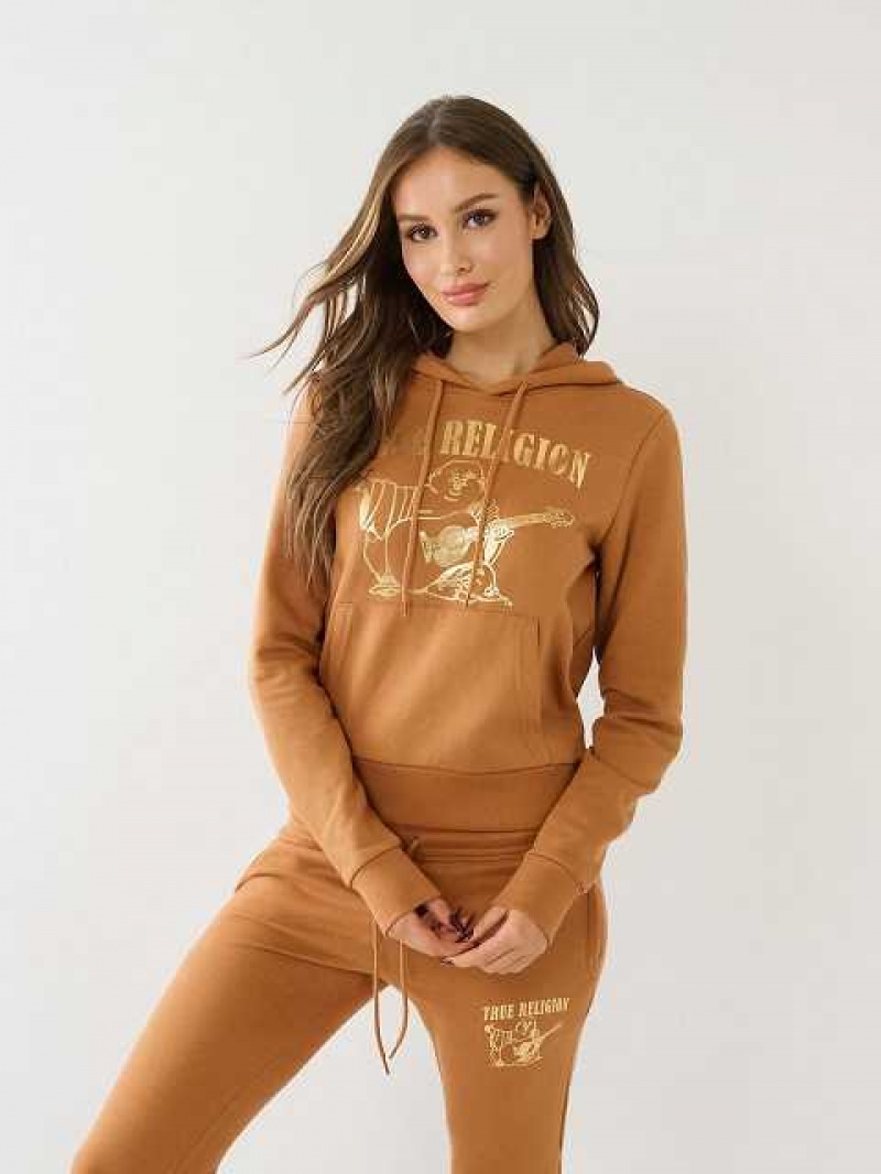 Sudadera con Capucha True Religion Metallic Buddha Logo Fleece Mujer Naranjas | Colombia-SJXPZAO31