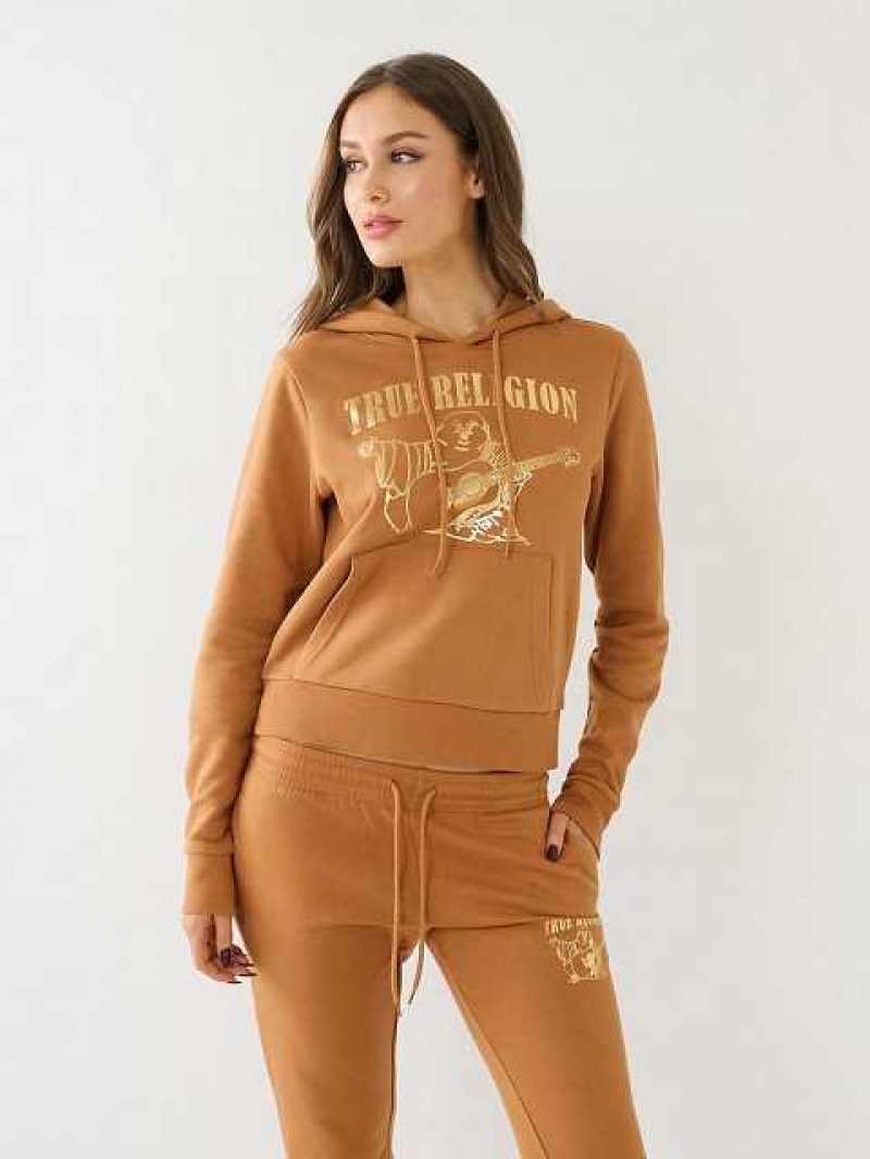 Sudadera con Capucha True Religion Metallic Buddha Logo Fleece Mujer Naranjas | Colombia-SJXPZAO31