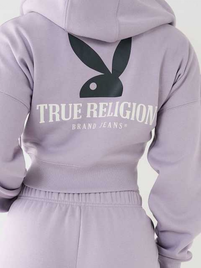 Sudadera con Capucha True Religion Playboy X True Religion Full Zip Fleece Mujer Lavanda | Colombia-CZURFHT09