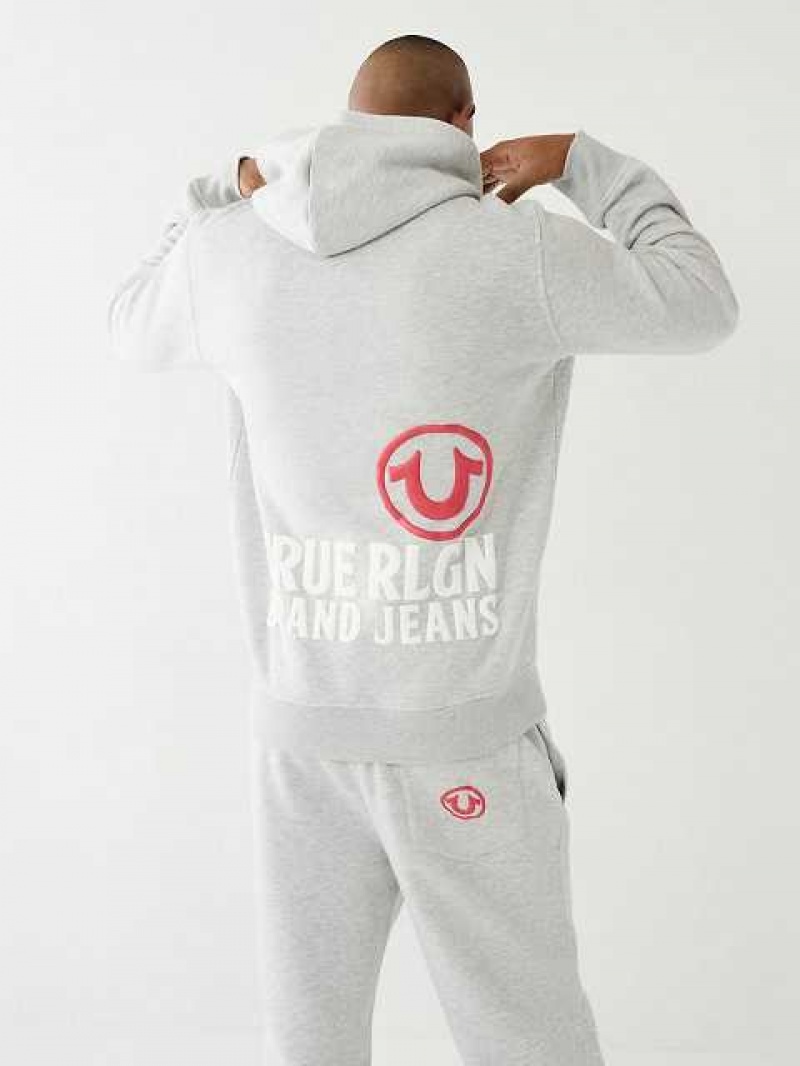 Sudadera con Capucha True Religion Puff Trbj Zip Up Hombre Gris | Colombia-PNTMKVS83