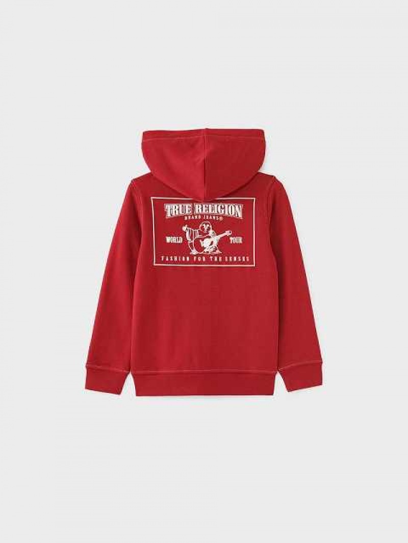 Sudadera con Capucha True Religion Stitch Logo Zip Niños Rojas | Colombia-QVXGAUB84