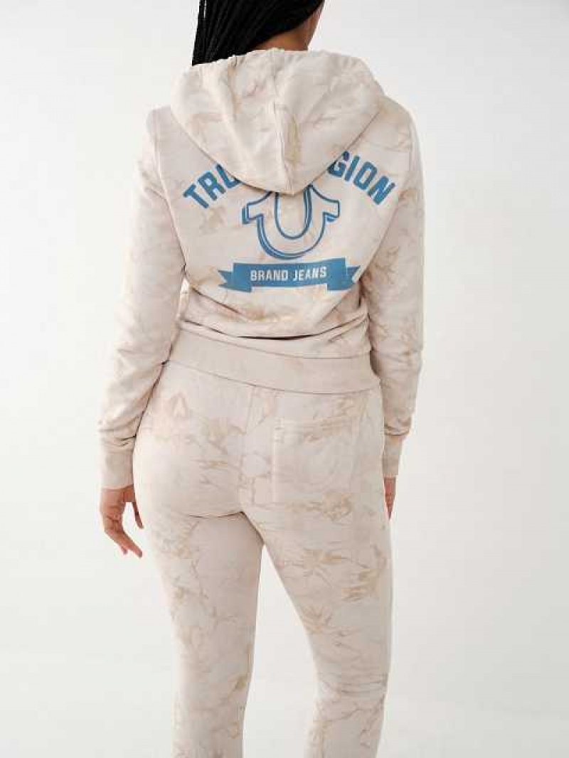 Sudadera con Capucha True Religion Tie Dye Crop Zip Mujer Blancas | Colombia-QIFXJKW62