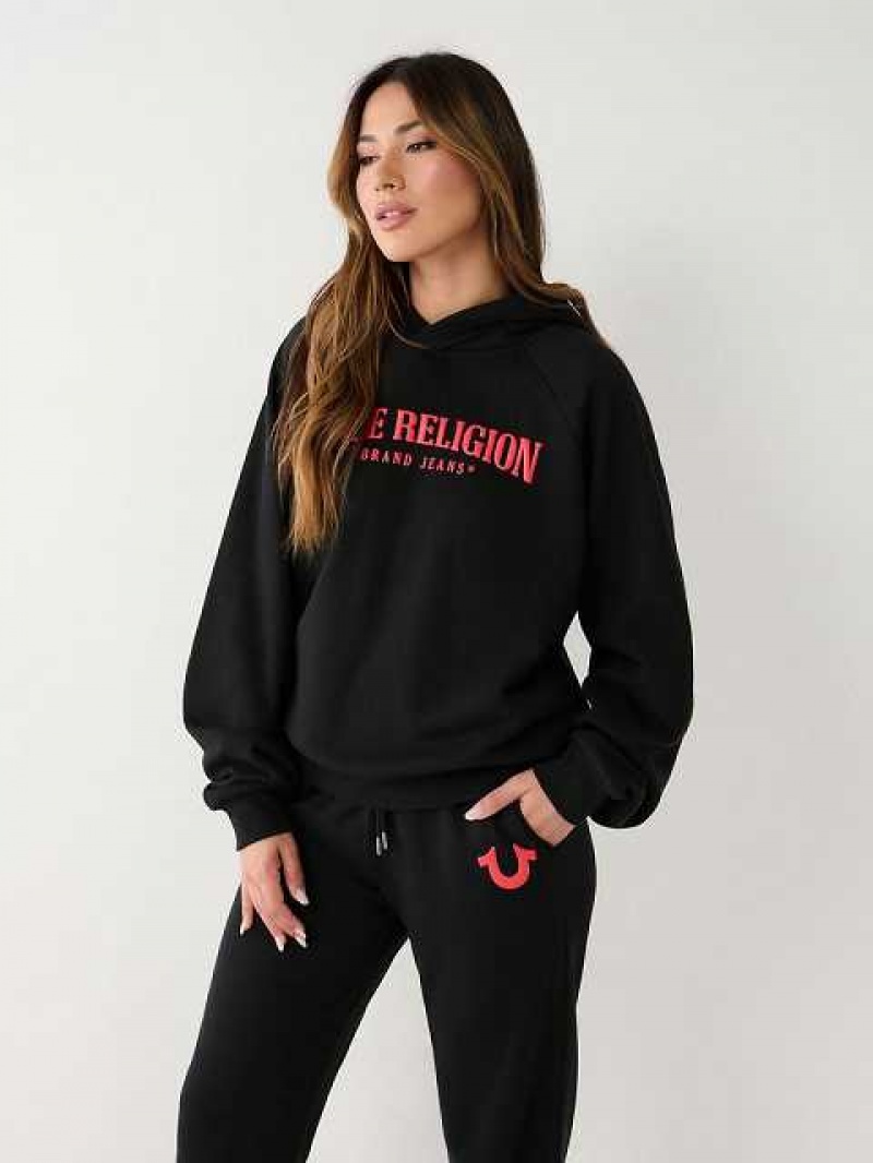 Sudadera con Capucha True Religion True Relaxed Mujer Negras | Colombia-PAFKDOB94