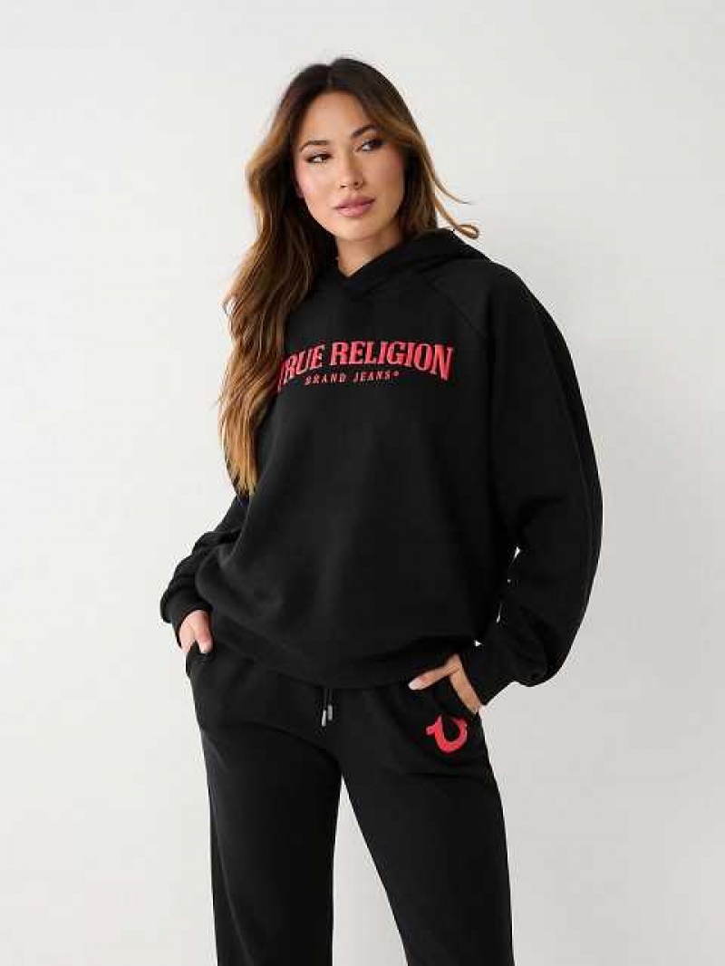 Sudadera con Capucha True Religion True Relaxed Mujer Negras | Colombia-PAFKDOB94