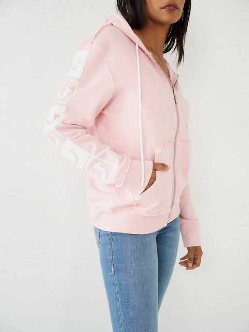 Sudadera con Capucha True Religion True Relaxed Zip Mujer Rosas | Colombia-WBXNLRI20