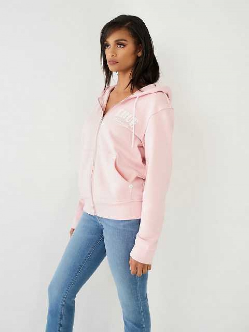 Sudadera con Capucha True Religion True Relaxed Zip Mujer Rosas | Colombia-WBXNLRI20