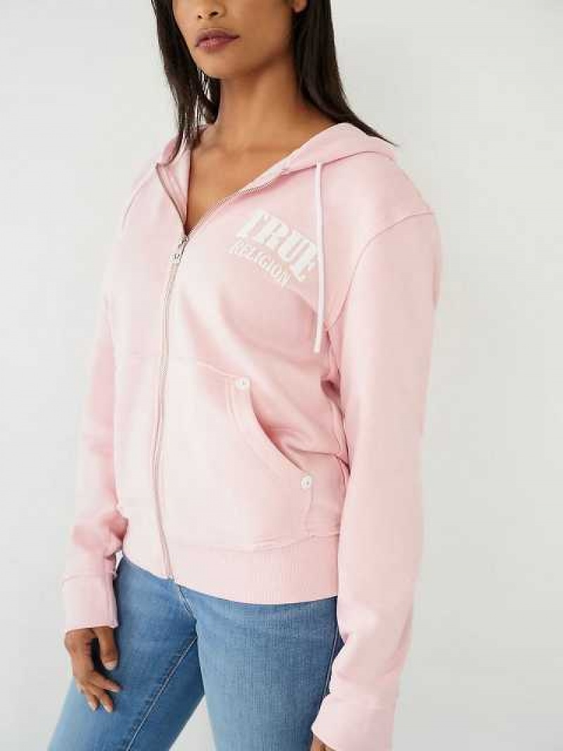 Sudadera con Capucha True Religion True Relaxed Zip Mujer Rosas | Colombia-WBXNLRI20