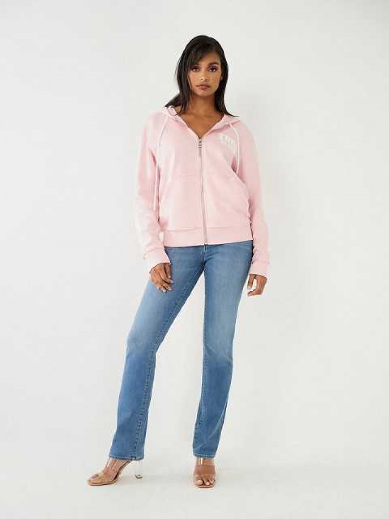 Sudadera con Capucha True Religion True Relaxed Zip Mujer Rosas | Colombia-WBXNLRI20