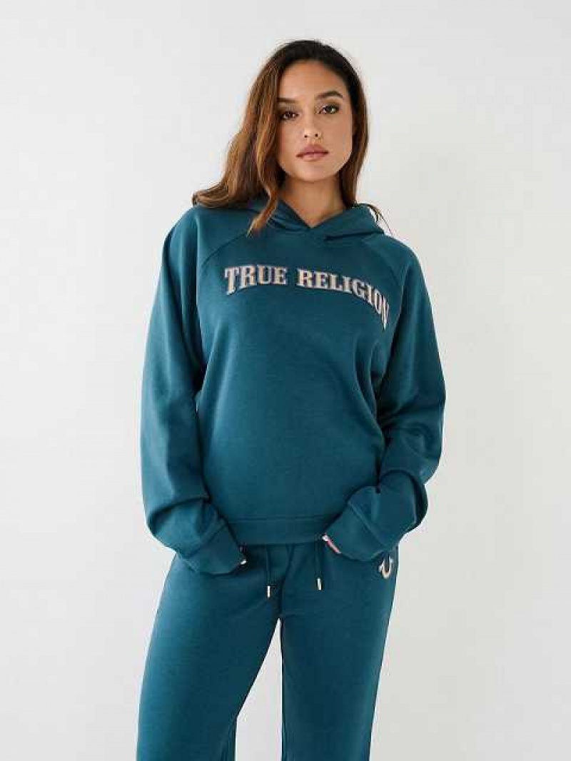 Sudadera con Capucha True Religion True Relaxed Mujer Azules Azules | Colombia-JNCAWLT20