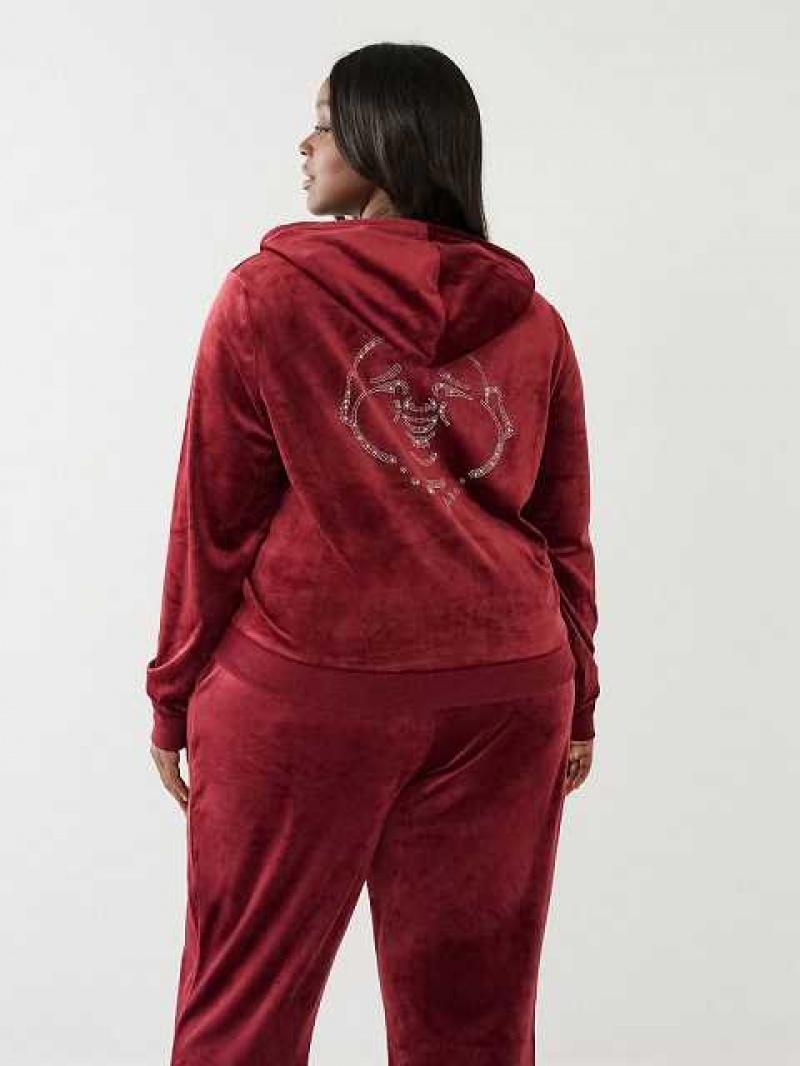 Sudadera con Capucha True Religion Velour Zip Mujer Fucsia | Colombia-VARQOLX32