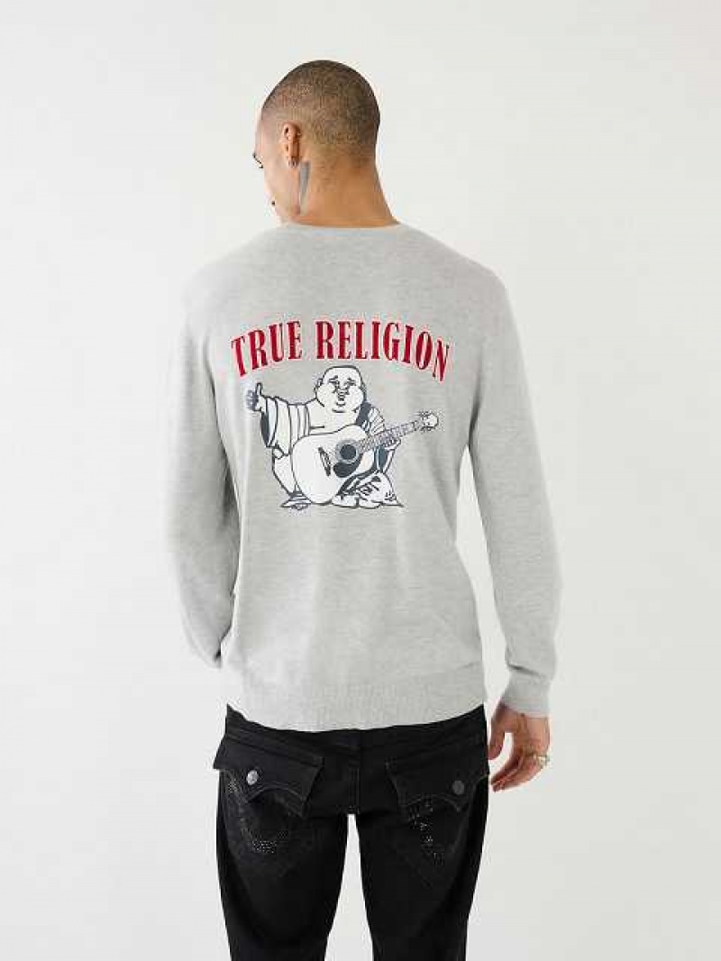 Suéter True Religion Buddha Logo Hombre Gris | Colombia-EKLYPVN27