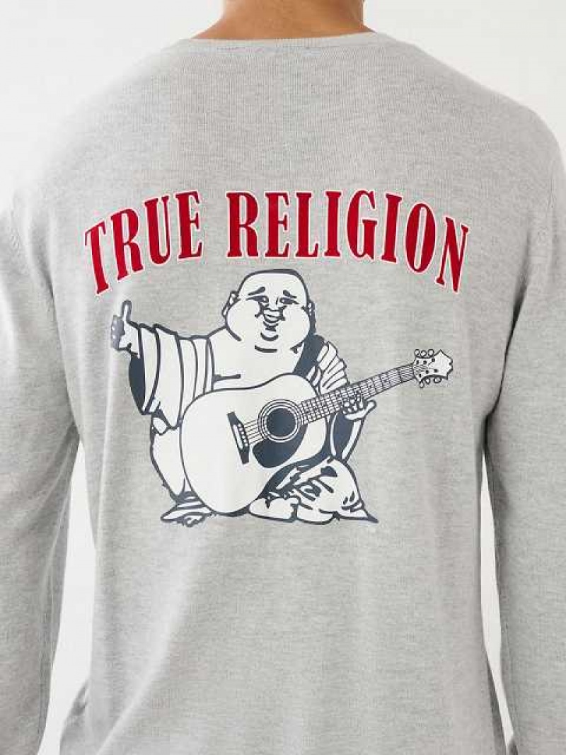 Suéter True Religion Buddha Logo Hombre Gris | Colombia-EKLYPVN27