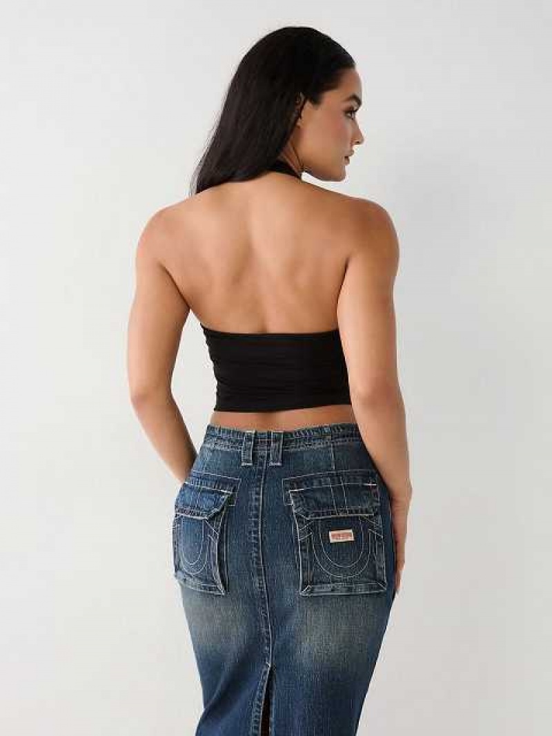 Tops True Religion Crystal Halter Mujer Negras | Colombia-BLUPVYI35