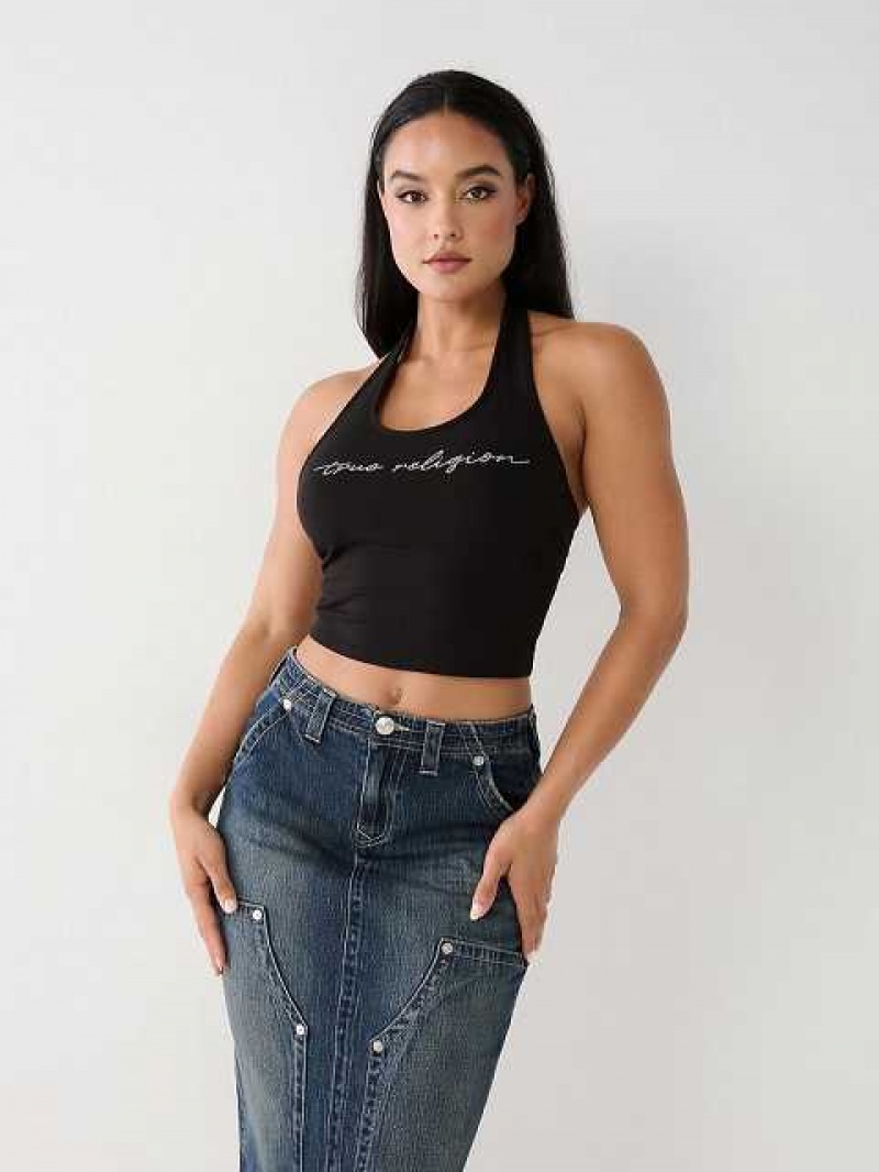 Tops True Religion Crystal Halter Mujer Negras | Colombia-BLUPVYI35