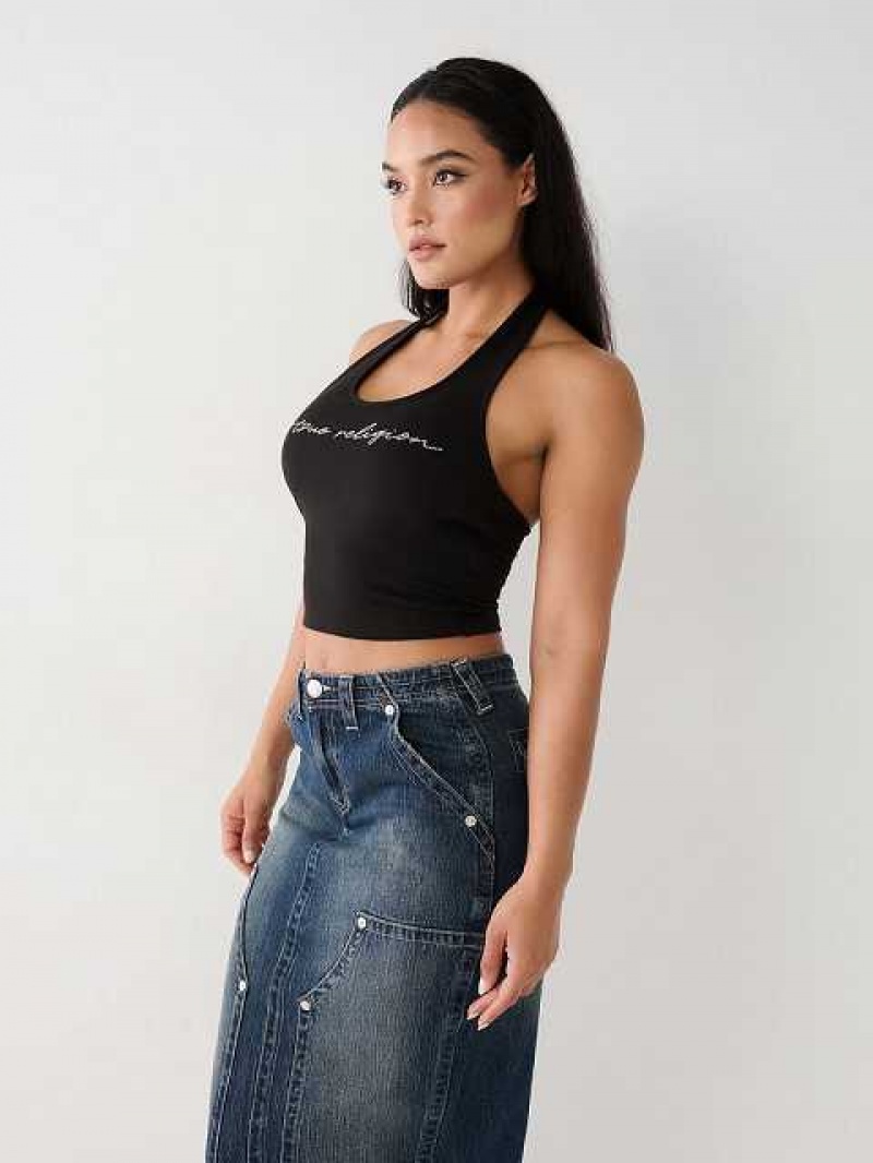 Tops True Religion Crystal Halter Mujer Negras | Colombia-BLUPVYI35