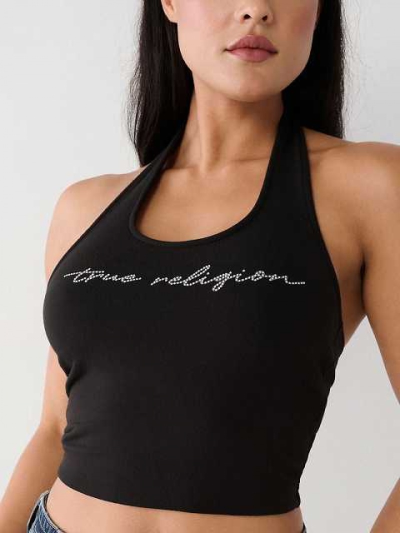 Tops True Religion Crystal Halter Mujer Negras | Colombia-BLUPVYI35